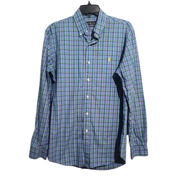 Ralph Lauren Custom Fit Blue Purple Plaid Button Shirt Size M - Picture 1 of 5